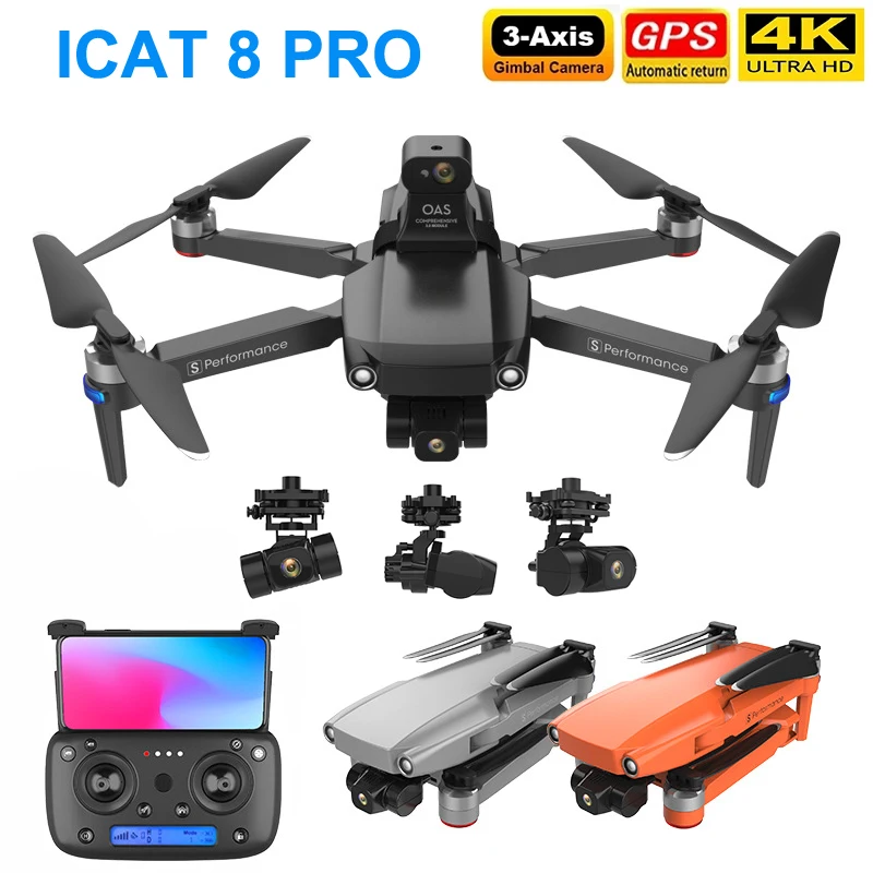 

Квадрокоптер ICAT8 PRO с 3-осевым шарнирным подвесом и камерой 4K EIS, лазерным обходом препятствий на 360 °