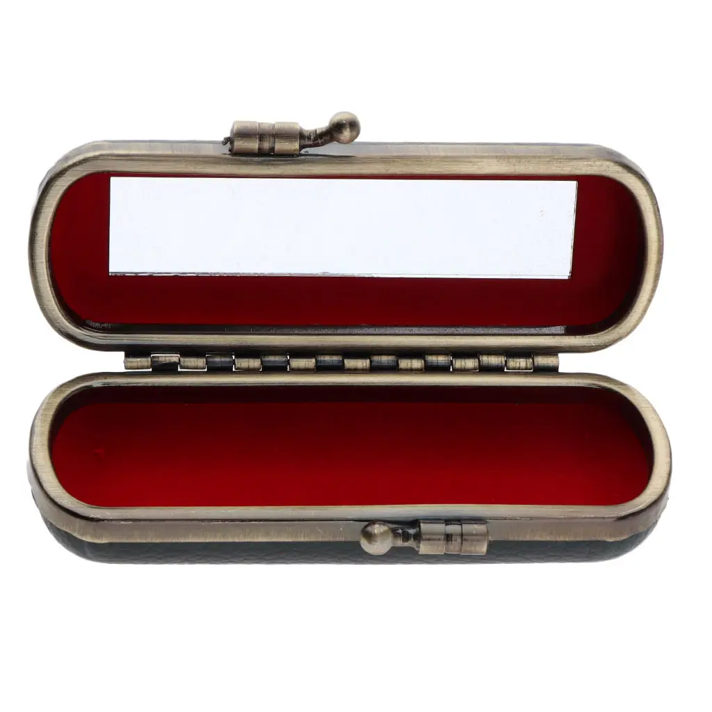 

Leather Lipstick Case Lip Gloss Storage Box Travel Organizer & Mirror