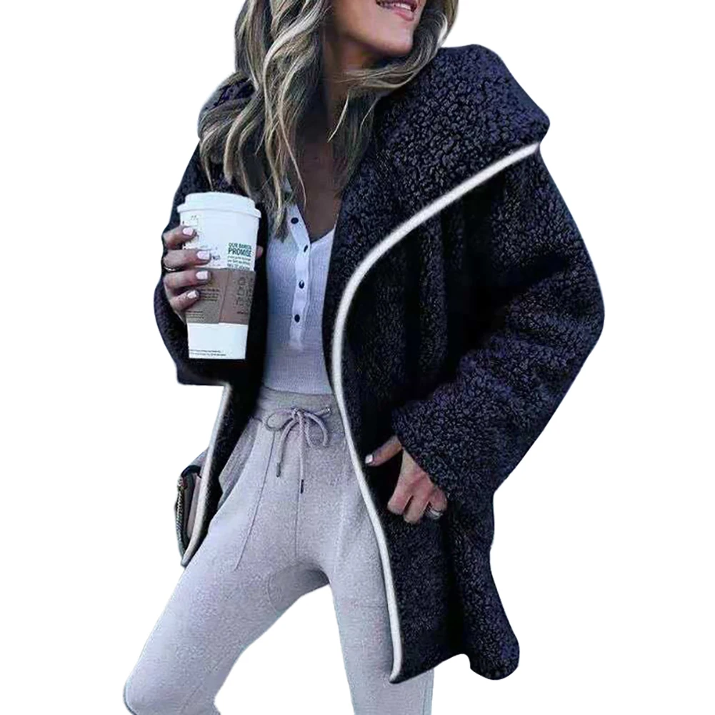 

Elegant Faux Fur Coat Women 2020 Women Autumn Winter Solid Color Long Sleeve Faux Fleece Loose Warm Jacket Coat Outwear M-3XL