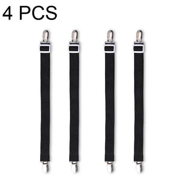 Black 4pcs Adjustable Bed Sheet Clips Bed Sheets Grippers Mattress Blankets Elastic Non-slip Clip Holder Fasteners Straps Fixing Belt - Цвет: Black