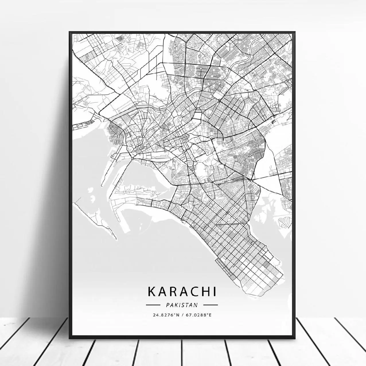 Islamabad Lahore Karachi Pakistan Canvas Art Map Poster | Дом и сад