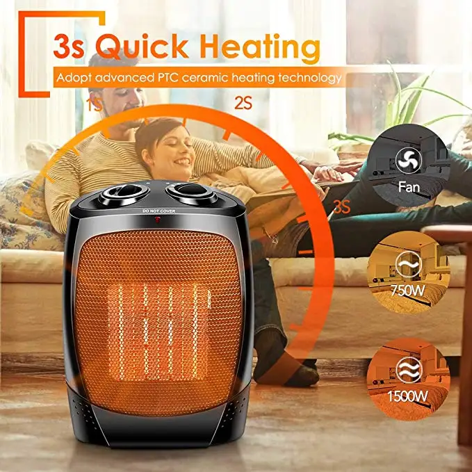 Space Heater Electric Tip-Over & Overheat Protection for Home Office Adjustable Thermostat Quiet Portable Indoor | Бытовая техника