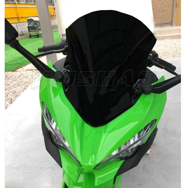 Black Мотоцикл двойной пузырь ветрового стекла экран для Kawasaki Ninja 400 250 EX EX400 EX250 KRT Edition черный - Цвет: Black