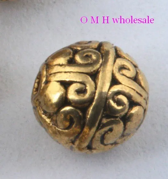 gold 8mm 15pcs OMH оптом бесплатно 15 шт Золотой тибетский, серебристый, Круглый бисер, ювелирные металлические бусины 7,5 мм 8 мм 10 мм ZL504 - Цвет: gold 8mm 15pcs