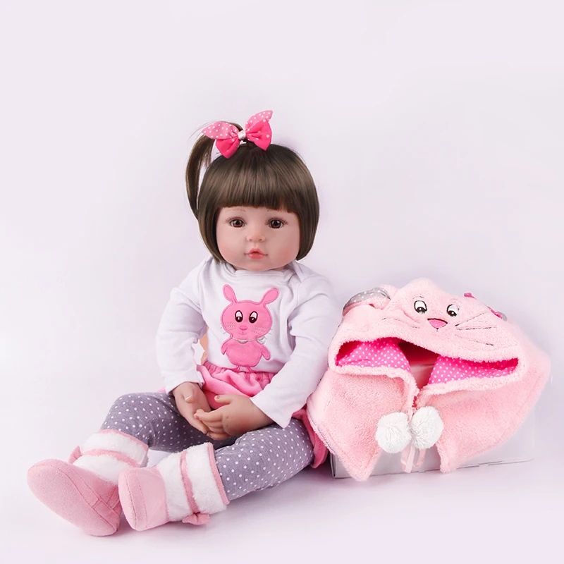 

ZIYIUI Lifelike Reborn Doll 48 Cm Silicone Vinyl Soft Cloth Body Short Wig Super Babies Children Toys