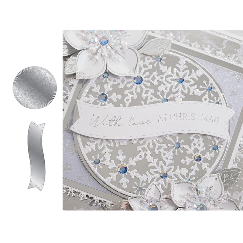 Металлическая высечка, подходит для Рождества, «сделай сам», зажим для альбома, тонкая 3D Творческая поздравительная открытка, круглая Снежинка, многоцелевая этикетка 2021