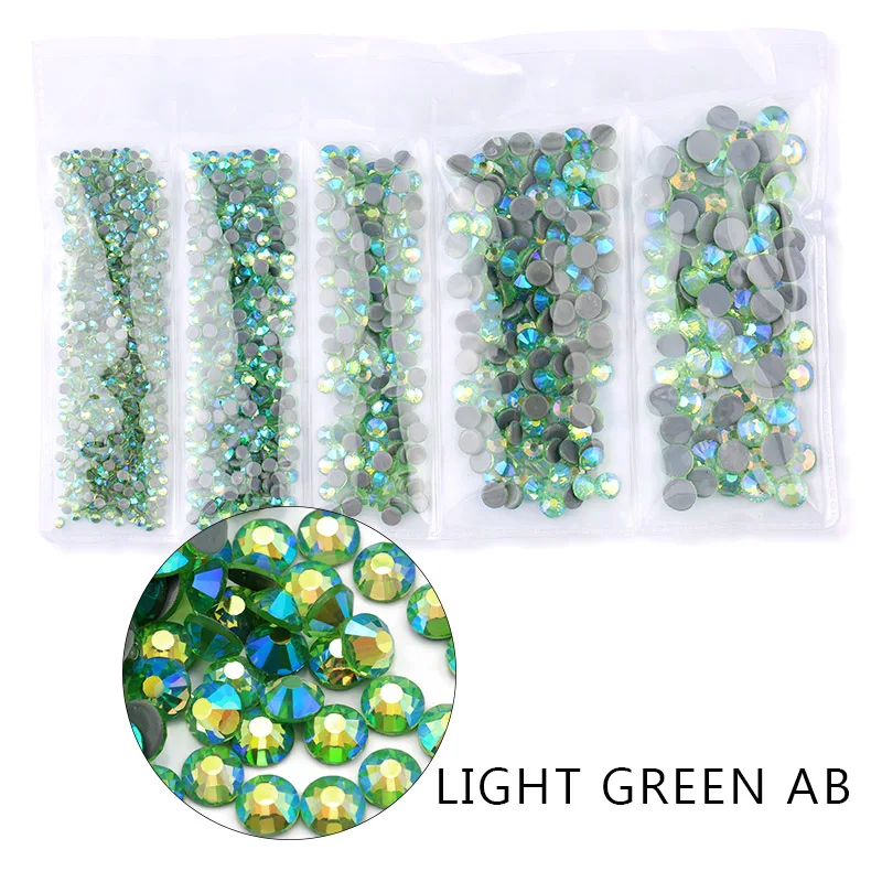 light green AB AAA SS6-SS30 смешанный размер 1200 шт./лот исправление хрусталя и искусственного алмаза стекло высокого качества кристаллы и камни для одежды DIY Стразы - Цвет: light green AB