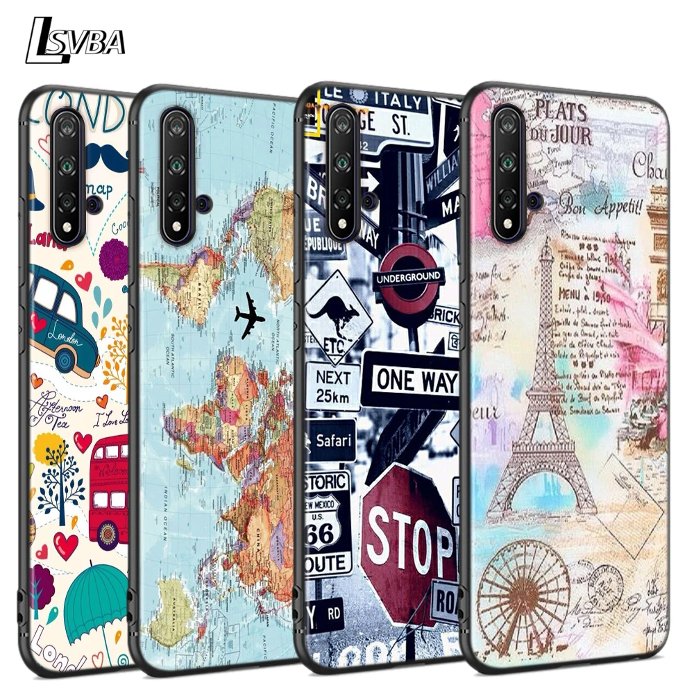 

World Map Travel Just Go For Huawei Nova 7i 6S 5T 5i 5 P Smart Pro S 4 4E 3 3i 3E 2 2i P40 Lite P10 2020 Phone Case