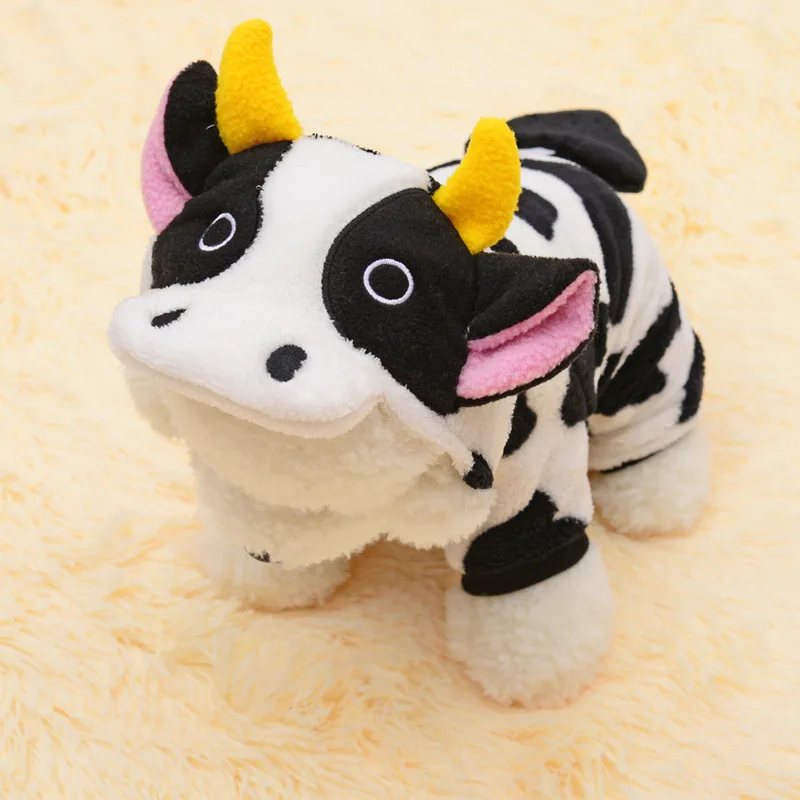 Зимняя одежда для собак теплый костюм с трансформацией коровы щенка куртка