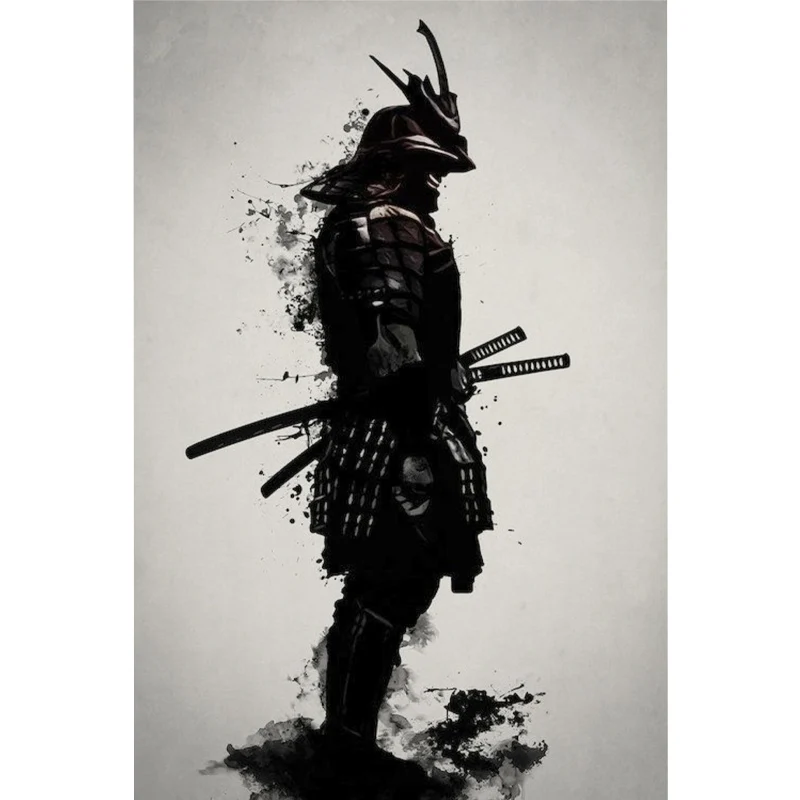 1319 Samurai (2) RELIABLI художественный самурайский акварельный человек плакаты и принты холст живопись черный и белый искусство настенные картины для комнаты без рамки - Цвет: 1319 Samurai (2)