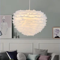 nordic white feather pendant lights creative personality nordic bedroom restaurant childrens room bird plume nest pendant lamp