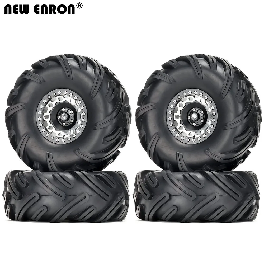 

NEW ENRON Black 2.2" Alloy Beadlock Wheels Rim & Rubber Tires for RC 1:10 Axial SCX10 AXI03006 RR10 Traxxas TRX-4 Wraith 90056