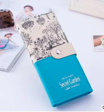 

1pcs/lot korean style woman print long pu wallet female Card phone holder long Purse