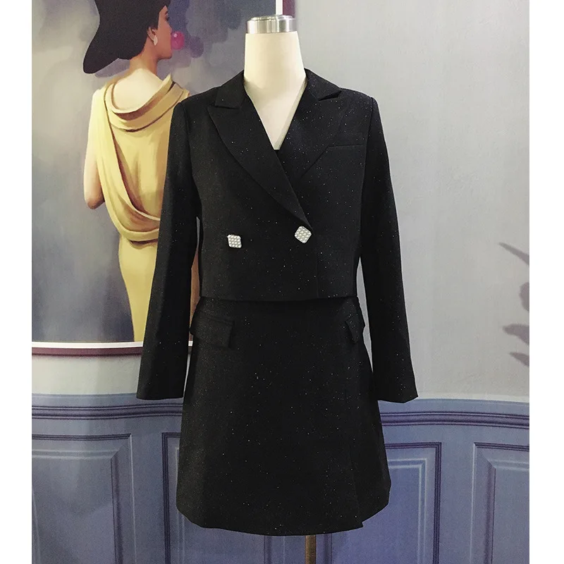 

Autumn 2020 new suit skirt waist SLING DRESS short Blazer coat yujiefeng two piece suit