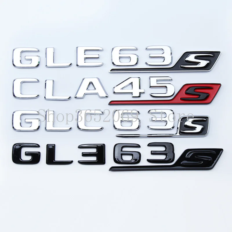 

2017 Chrome Glossy Black C63S E63S S63S GLC63S GLE63S ABS Letters Emblem S Badge Car Trunk Nameplate Logo for Mercedes Benz AMG