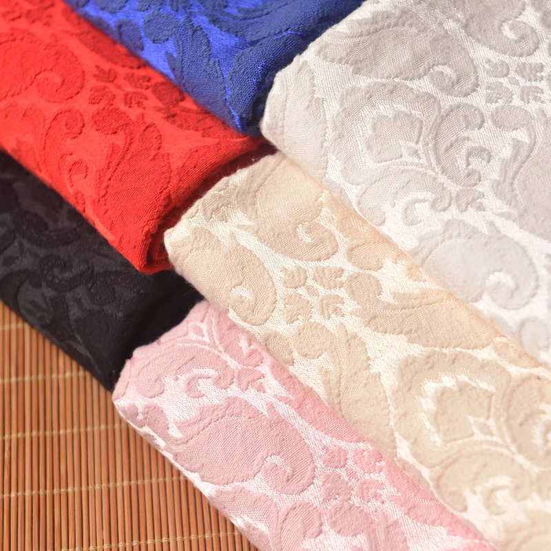 Цветочная жаккардовая ткань из полиэстера и хлопка на метр для юбки платья