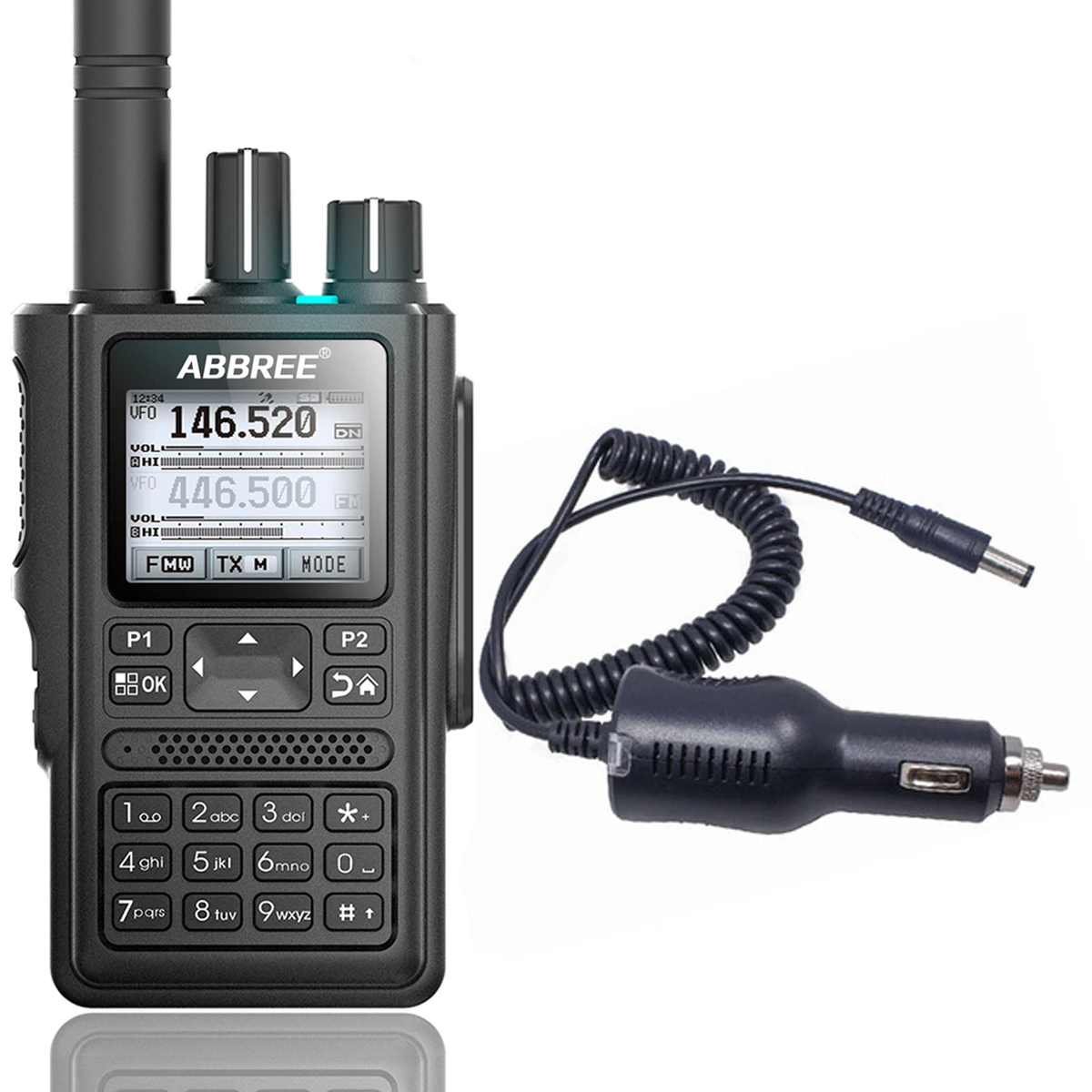 add car charger ABBREE AR-F8 несколько полос рация с GPS высокой мощности 8 Вт CTCSS и dcs обнаружения цвета ЖК-дисплей дисплей 999CH ham дальний Пеший Туризм - Цвет: add car charger