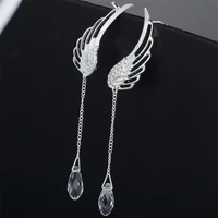 new design angel wing stylist crystal earrings drop dangle ear stud for women long cuff earring bohemia jewelrys