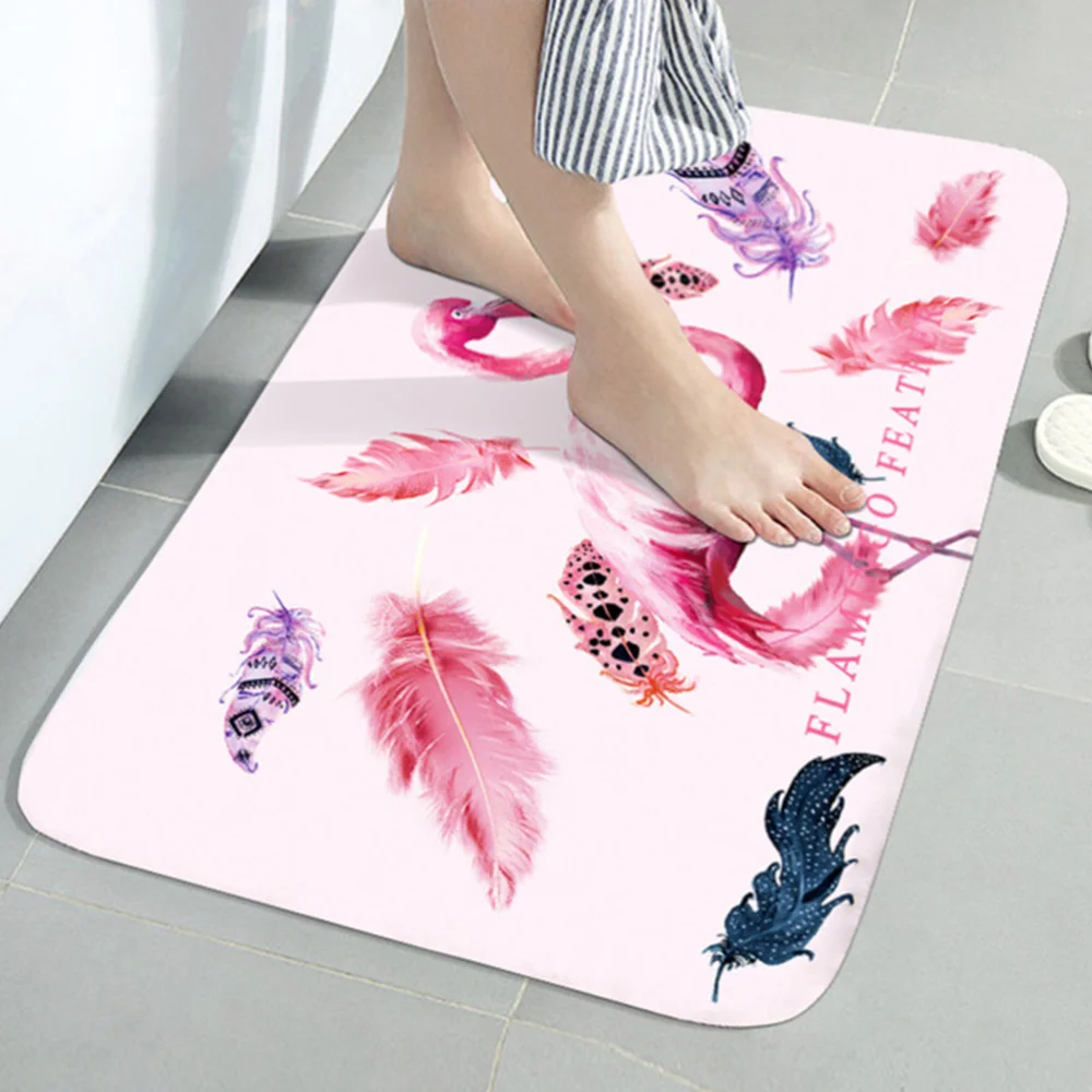 

Flannel Non-Slip Foot Mat Thicken Water Absorption Ground Mat for Living Room Bedroom Bath Room (Pattern, 75x45cm)