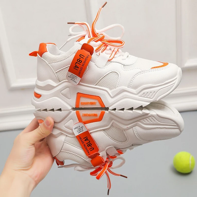 Женские кроссовки 2019 модные белые на платформе женская повседневная обувь