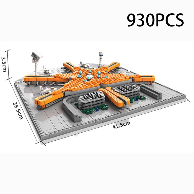 

New 930PCS Beijing Daxing Airport Model Building Blocks Chinese Architecture With Light Parts Bricks Set DIY Toys for Children