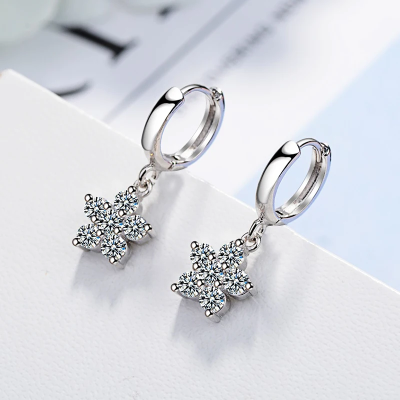 

New Fashion Cute Romantic Star Pendant Drop Earrings Plum Blossom Flower Zircon Stone Tassel Earring Piercing Jewelry Gifts