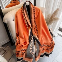 winter cashmere scarf women tassels pashmina warm new thick blanket shawls wraps print fashion 2021 lady design foulard
