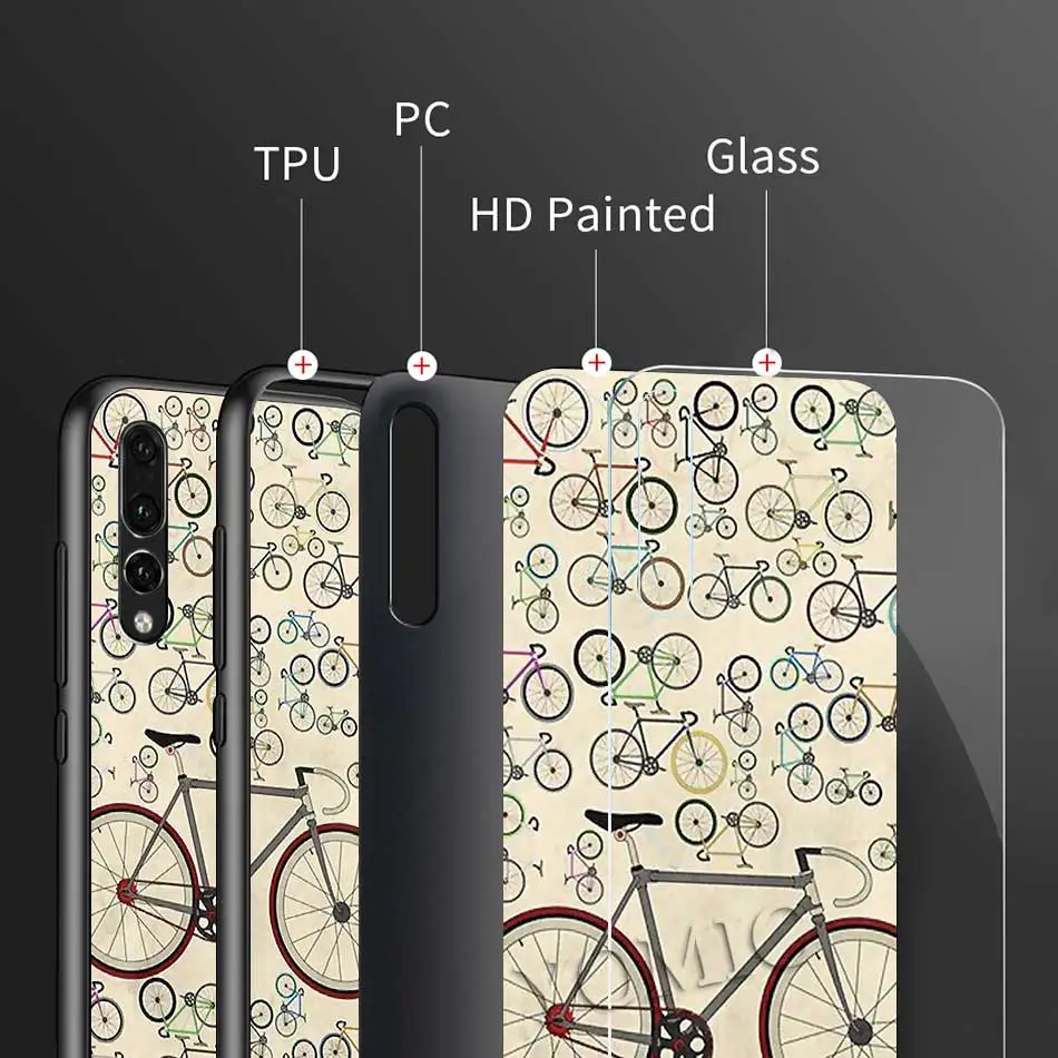 

Tempered Glass Phone Cases for Huawei P30 P40 Pro Plus P20 Lite P samrt 2021 2019 2020 Z S Cover Bike Cycling