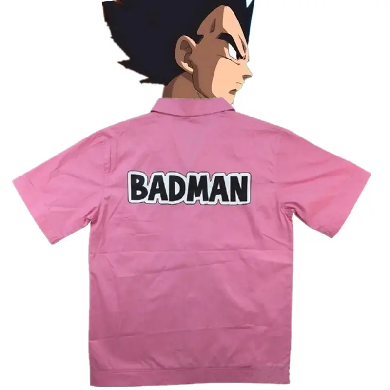 Розовый Dropshipping Halloween Cosplay Shirt Dragon Ball Z Vegeta BADMAN Pink Shirt Lover Tops Mens T Shirt Japan Anime Shirts - Цвет: Розовый