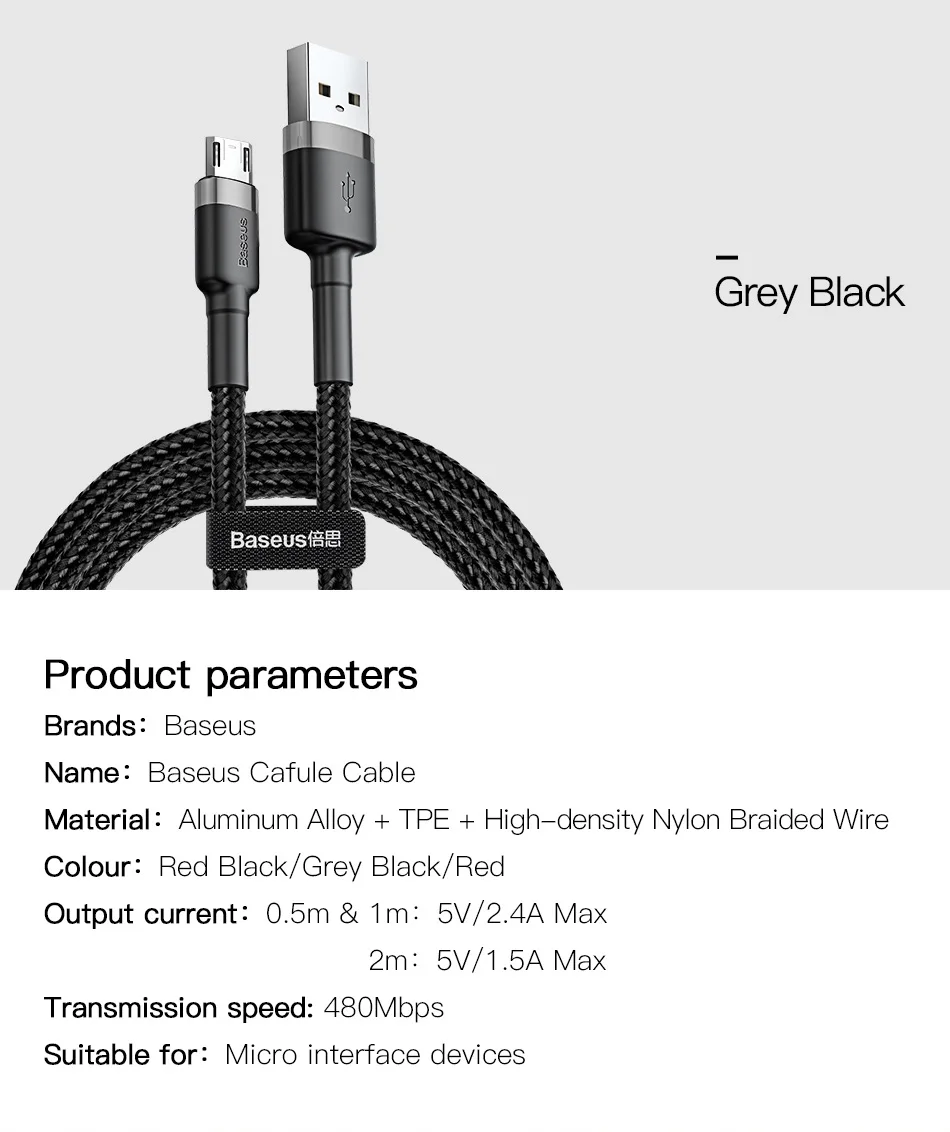 Baseus Micro USB кабель зарядное устройство для samsung Galaxy S7 S6 Быстрая зарядка мобильного телефона зарядное устройство Шнур для huawei Планшета USB кабель провод