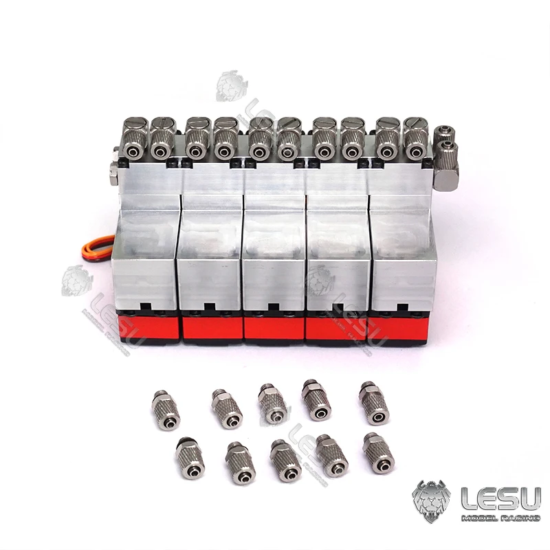 Günstig LESU 5CH Richtungs Ventil Mit 5 Stück Servos Für 1/14 RC Hydraulische Dumper Lkw Loader Bagger DIY TAMIYA Modell