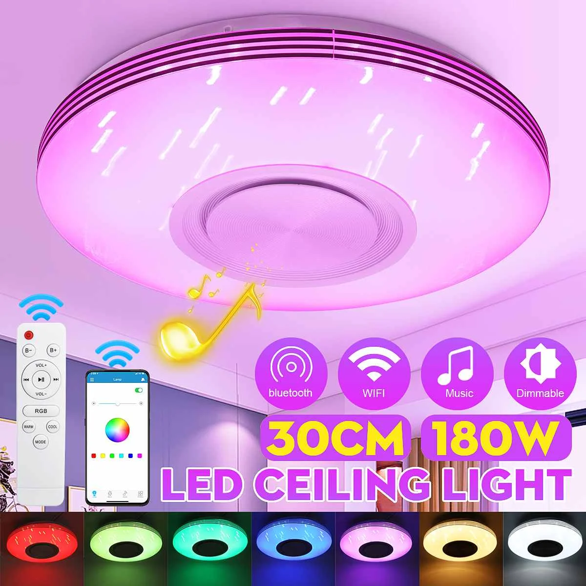 180 Вт светодиодный потолочный светильник с bluetooth Динамик Wi Fi смартфон приложение