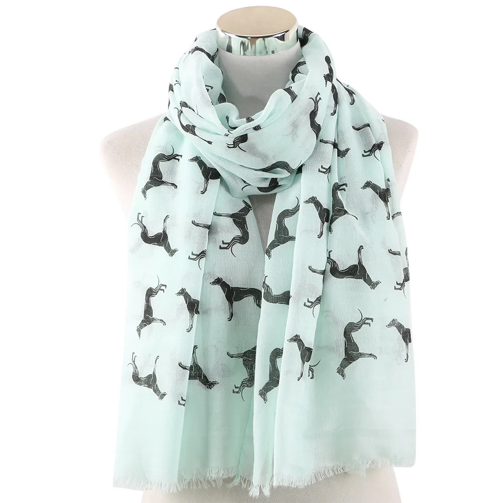 

Fashion Dog Print Women Scarf Cotton Blend Hijab Shawls Wraps Lady Pashmina Scarves Foulard Head Bufanda Scarfs 2019 New