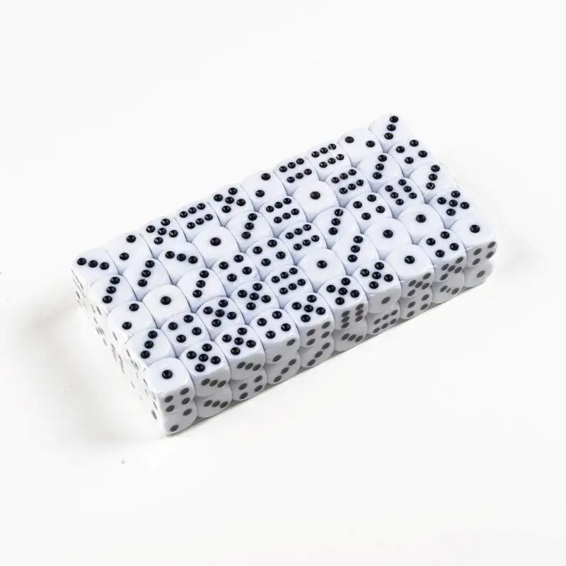 

6 Pcs 8mm White Gaming Dice Standard Six Sided Decider Birthday Parties Board Game Funny Toy Tool Dices