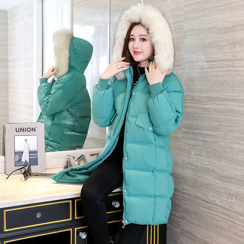 

Winter Coat Women Yellow 2020 New Korean Loose White Fur Collar Hooded Down Cotton Jacket Thick Anti Cold Parkas Feminina CX1330