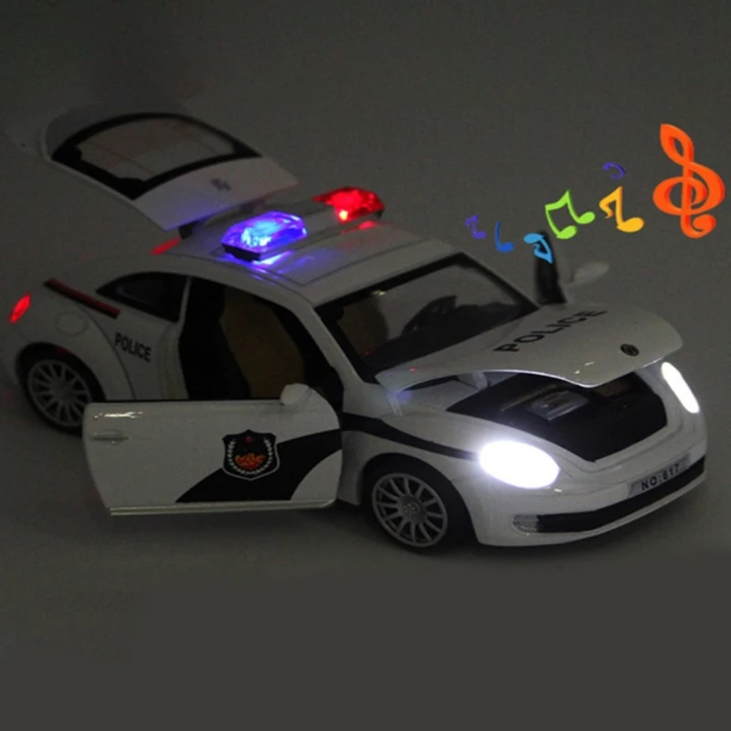 

1:32 Scale Length Diecast Model Beetle Police Cars Toys for Boys As Present with Openable Doors/Pull Back Function/Music