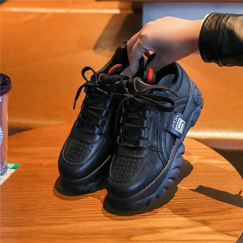 Black E Sooneeya/женские кроссовки; обувь на плоской подошве; Zapatillas Deportivas Mujer; женская обувь на толстой мягкой подошве; обувь для бега, увеличивающая рост; Цвет Черный; zapatos mujer - Цвет: Black E