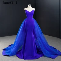 janevini charming dubai mermaid long evening dresses 2020 royal blue strapless satin court train plus size formal evening gowns