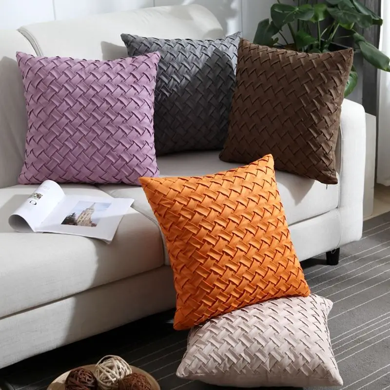 Прямая поставка ручная складка чехол для подушки серый бежевый геометрический