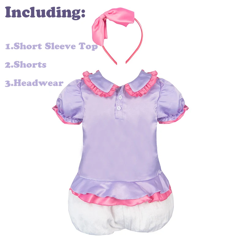 

Cartoon Famous Duck Cosplay For Girls Halloween Costumes Performance Show Gift For Baby Pink Purple