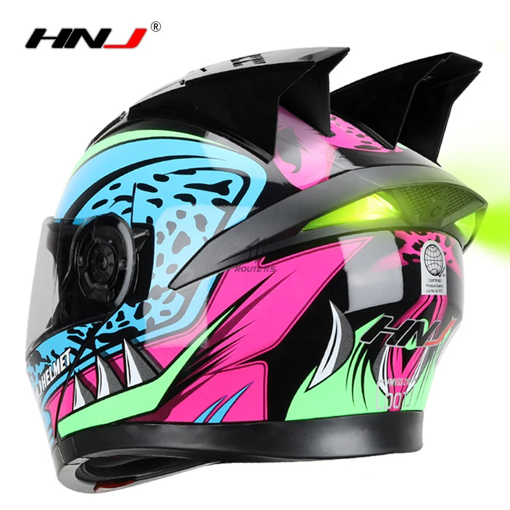 

HNJ Casque Moto Men Motorcycle Helmet Modular Dual Lens Helmet Motorcycle Motocross Crash Filp Up Helmets Casco Moto Casque