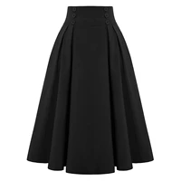 jaycosin 2021 spring winter vintage skirt women casual a line skirt with pockets elastic high waist long pleated skirts female