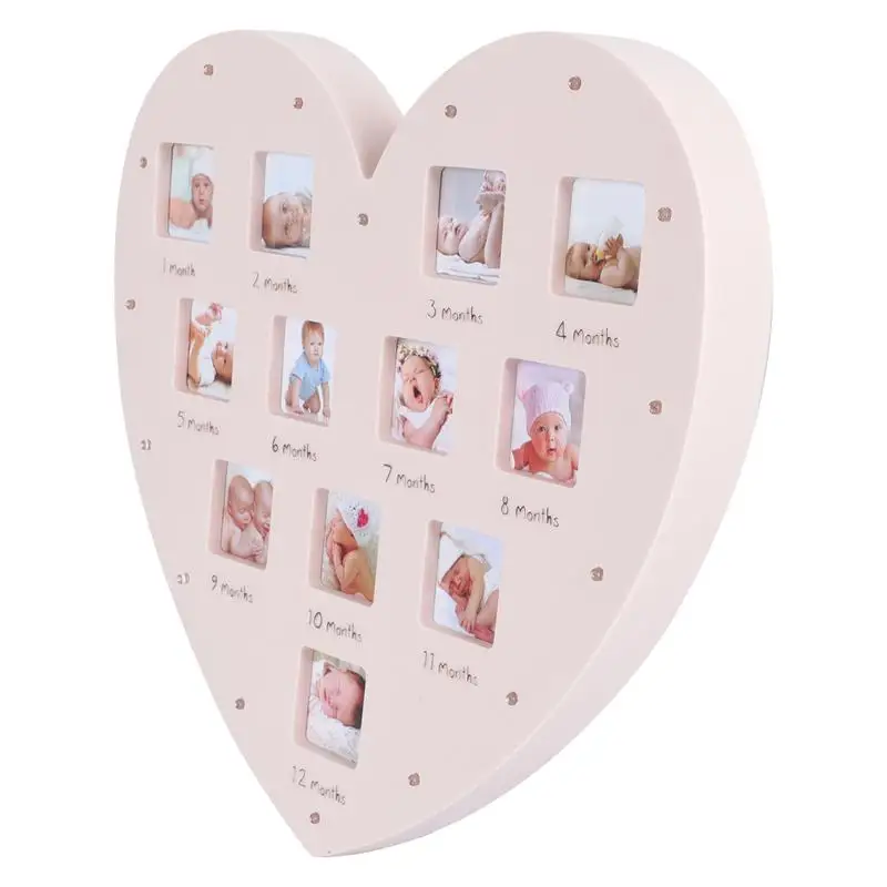 Marco de fotos de beb&eacute; con forma de coraz&oacute;n creativa, con luz, primer a&ntilde;o-3