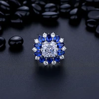 100 s925 sterling silver blue ice cut 1010mm high carbon diamond rings for women sparkling wedding jewelry daily gift giving