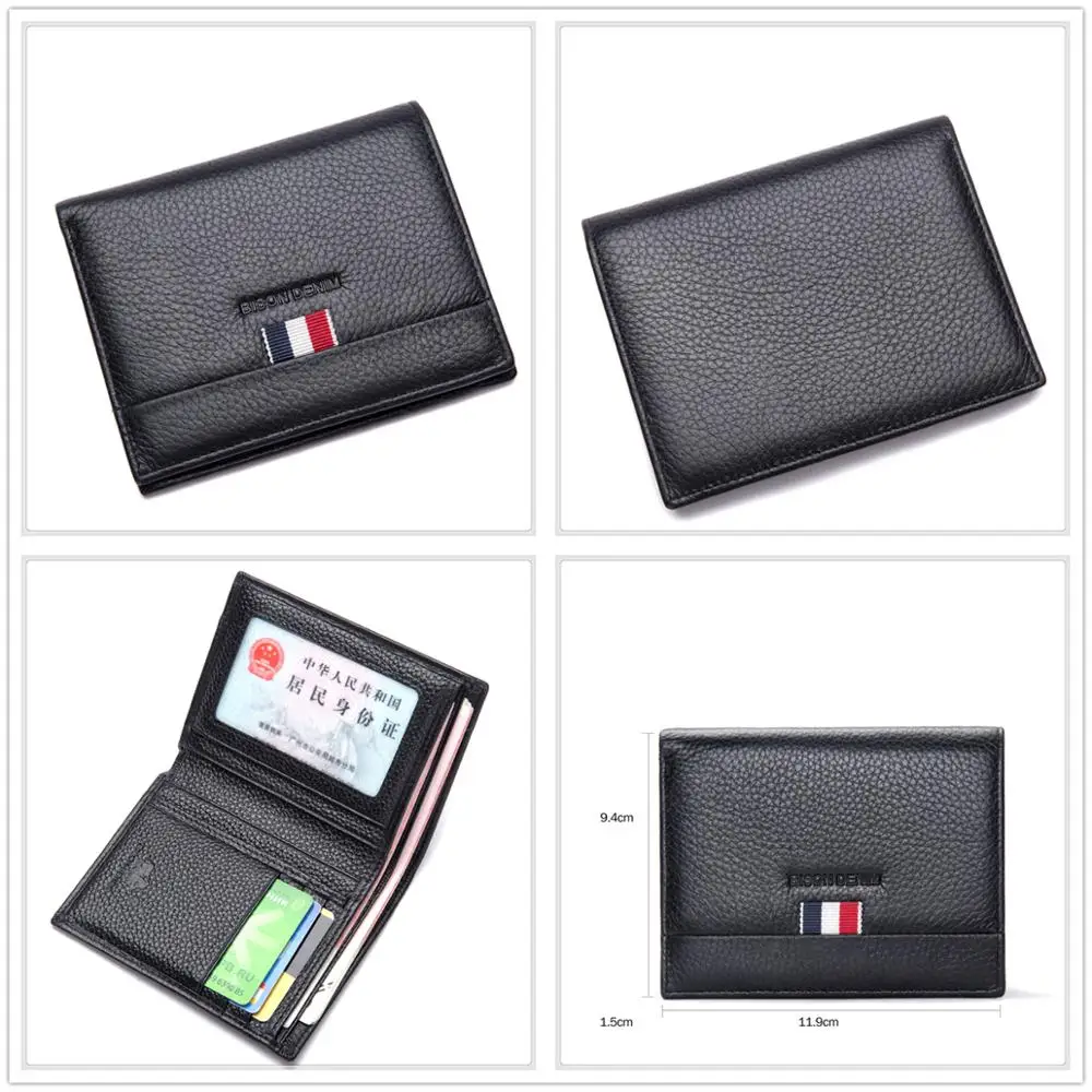 BISON джинсовый известный бренд Ретро винтажный кошелек из натуральной кожи