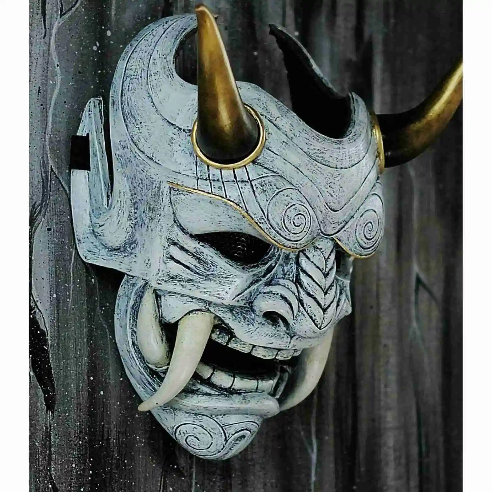 Adult Unisex Halloween Face Masks Japanese Hannya Demon Oni Samurai Noh Kabuki Prajna Devil Mask Latex Party | Дом и сад