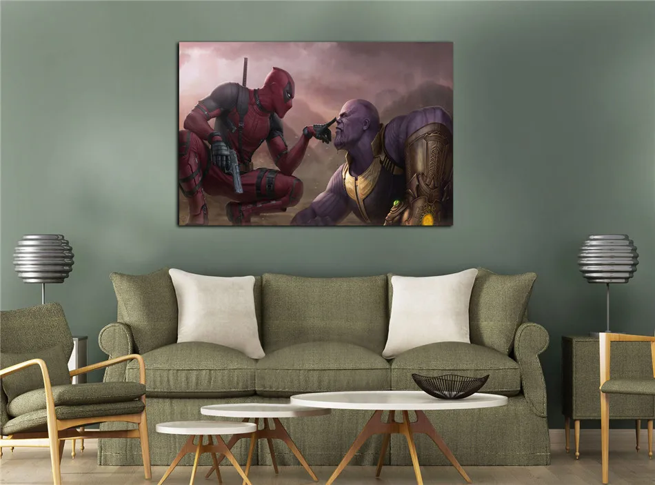Фотообои Deadpool Vs Thanos 1 панель настенный плакат холст картина печатные картины для
