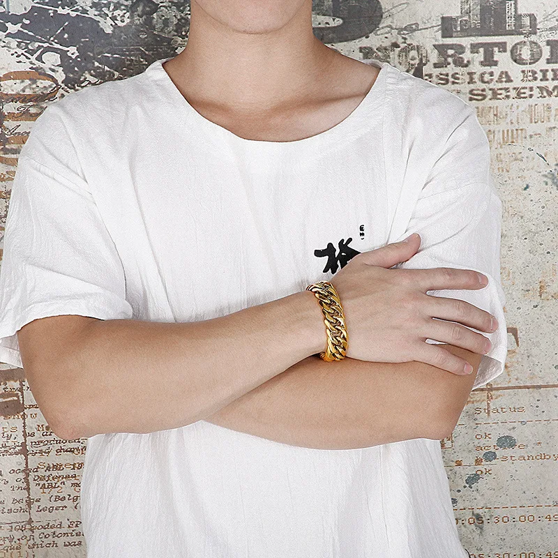 19 мм тяжелый для мужчин женщин браслет в стиле &quotхип-хоп&quot панцирного плетения