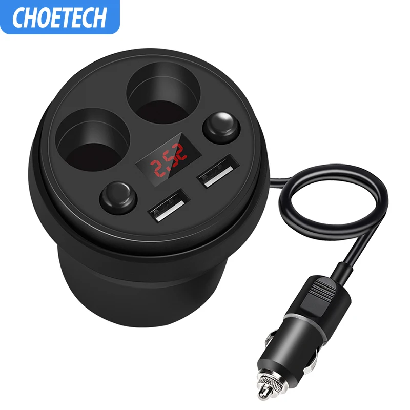 CHOETECH 5V 3.1A автомобильное зарядное устройство Car-DC12-24V прикуриватель чашка