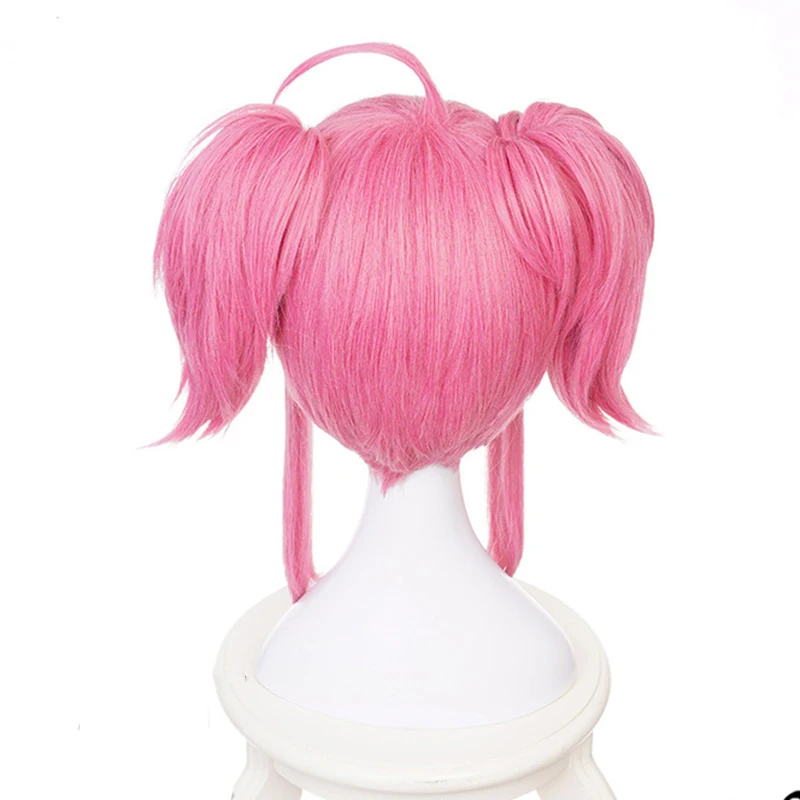

LOL Star Guardian Lux Cosplay Wigs Pink Double Ponytails Short Heat Resistant Synthetic Hair Wig pelucas